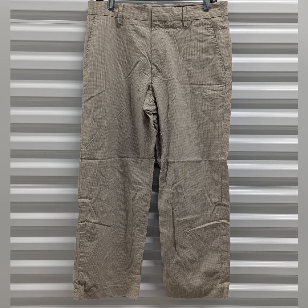 Banana Republic Check Chino 100% Cotton Beige 32 X 32 Preppy Nautical Old Money